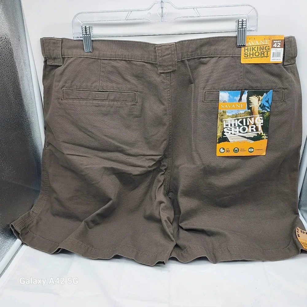 Savane Mens Hiking Shorts Brown Size 42 Cargo Pockets UPF 30 SWBS7083ZZ‎